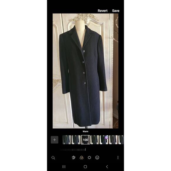 Vintage Murano Wool blend  Long Coat Women's Size 12 Black Button - Picture 13 of 15